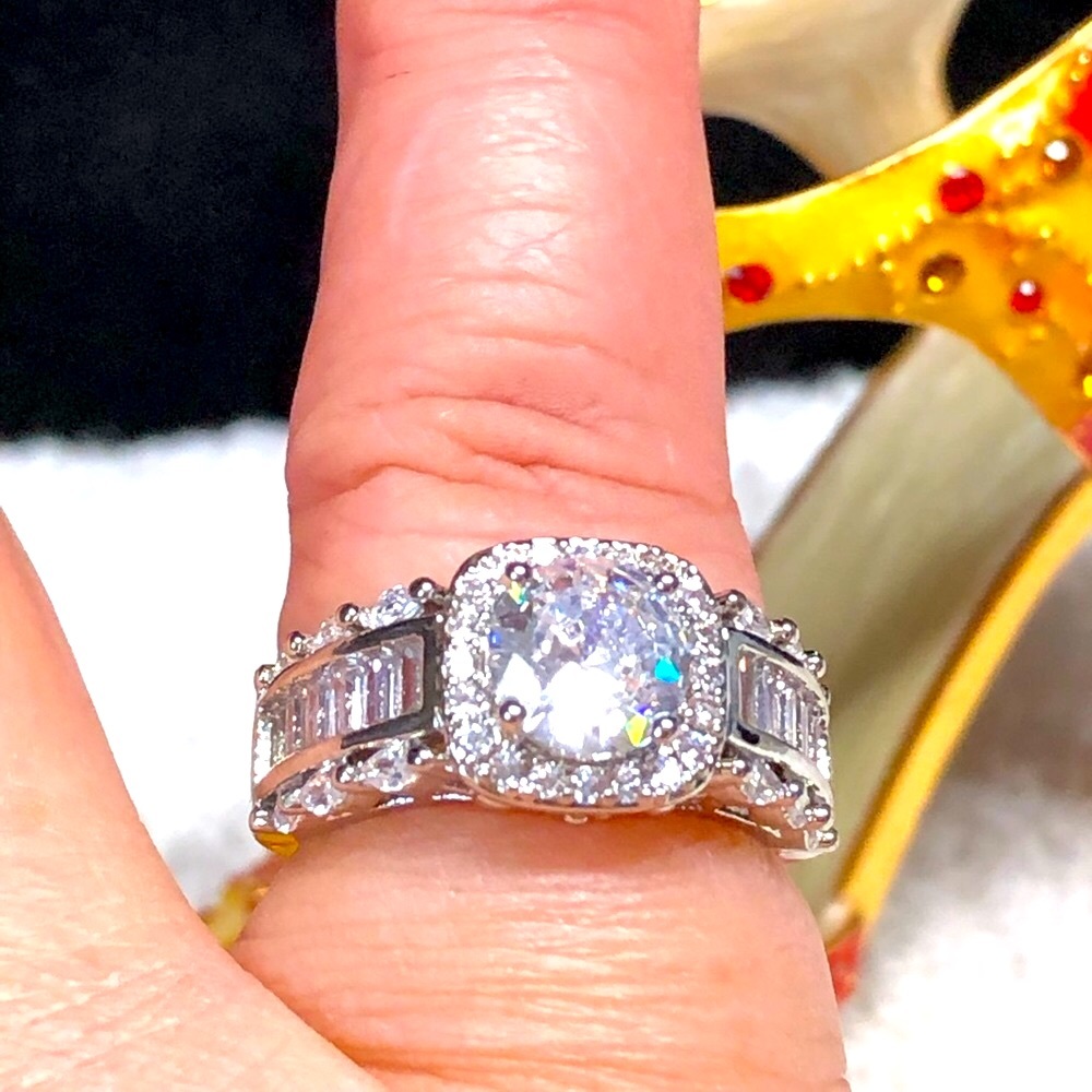 💜⭐️sterling silver cubic engagement ring -6